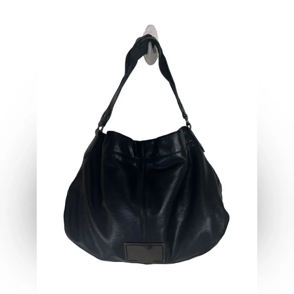 NWOT Lg Ted Baker Blk Leather Hobo w/Braided Interlaced Shoulder Strap w/5